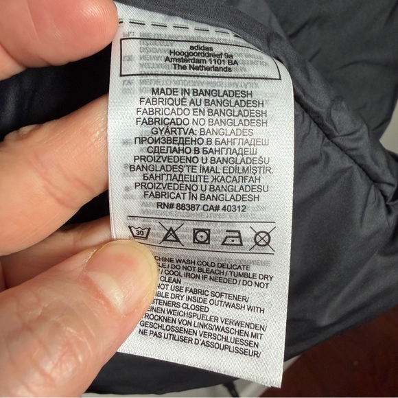 Adidas Originals Womens Slim Puffer Hooded 3-Stripes Jacket GD2507 MEDIUM Black - Picture 5 of 12